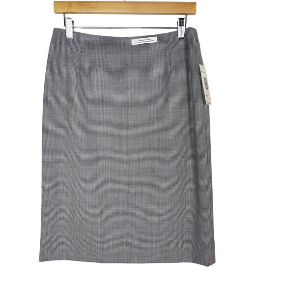 New Pendleton Size 8 Petite Gray Houndstooth Pencil Skirt Virgin Wool Work - Picture 1 of 10